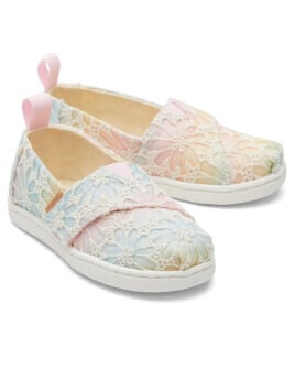 Kid's Alpargata Ombre Floral Lace Toddler Shoe in floral lace ombre shown.