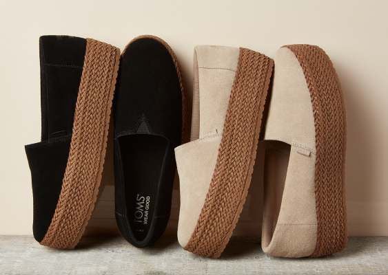 Women's Valencia Suede Espadrille Platform in various colors shown.